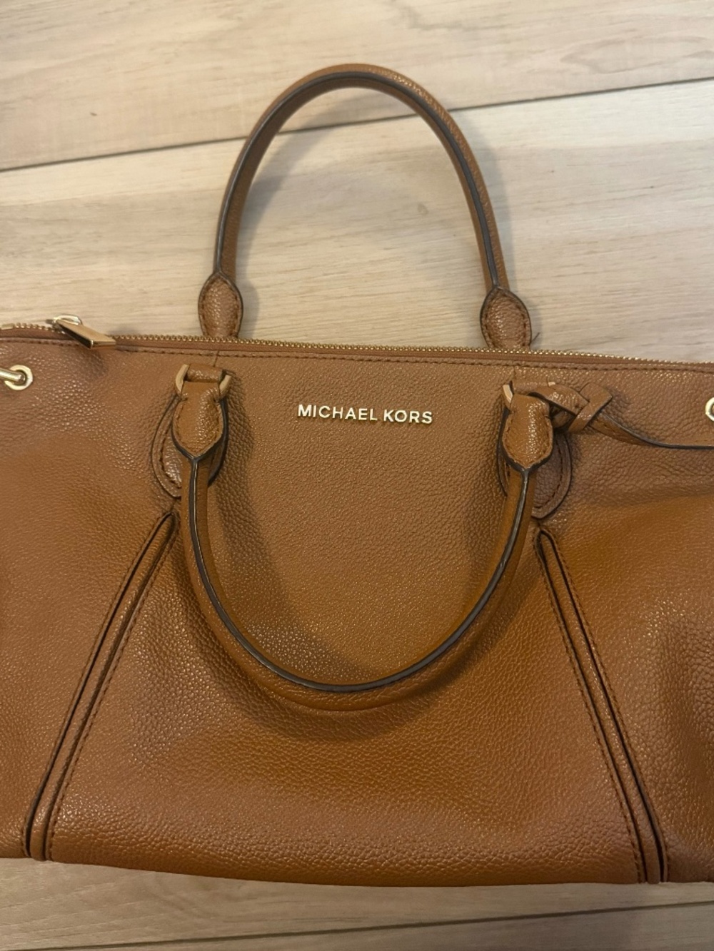 Michael Kors Leather Satchel – Brown/Tan (No Strap)